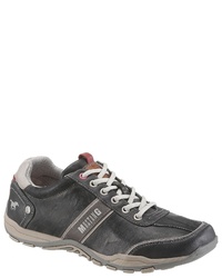 dunkelgraue Leder niedrige Sneakers von Mustang Shoes