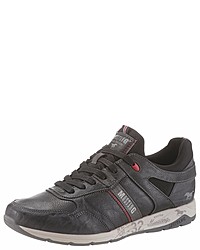 dunkelgraue Leder niedrige Sneakers von Mustang Shoes