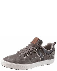 dunkelgraue Leder niedrige Sneakers von Mustang Shoes