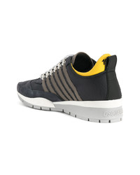 dunkelgraue Leder niedrige Sneakers von DSQUARED2