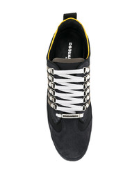 dunkelgraue Leder niedrige Sneakers von DSQUARED2