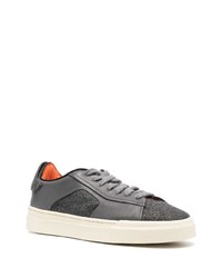 dunkelgraue Leder niedrige Sneakers von Santoni