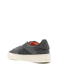 dunkelgraue Leder niedrige Sneakers von Santoni