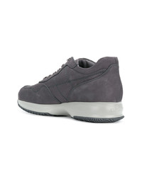 dunkelgraue Leder niedrige Sneakers von Hogan