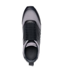 dunkelgraue Leder niedrige Sneakers von Giorgio Armani