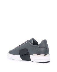 dunkelgraue Leder niedrige Sneakers von Philipp Plein