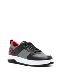 dunkelgraue Leder niedrige Sneakers von Hugo