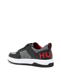 dunkelgraue Leder niedrige Sneakers von Hugo