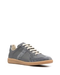 dunkelgraue Leder niedrige Sneakers von Maison Margiela