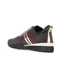 dunkelgraue Leder niedrige Sneakers von DSQUARED2