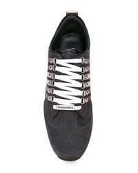 dunkelgraue Leder niedrige Sneakers von DSQUARED2