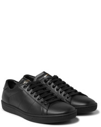 dunkelgraue Leder niedrige Sneakers von Saint Laurent