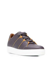 dunkelgraue Leder niedrige Sneakers von Ermenegildo Zegna