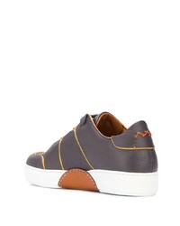 dunkelgraue Leder niedrige Sneakers von Ermenegildo Zegna