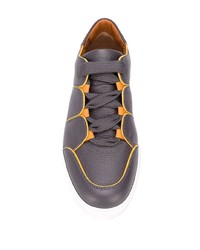 dunkelgraue Leder niedrige Sneakers von Ermenegildo Zegna