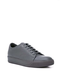 dunkelgraue Leder niedrige Sneakers von Lanvin