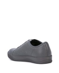 dunkelgraue Leder niedrige Sneakers von Lanvin