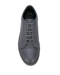 dunkelgraue Leder niedrige Sneakers von Lanvin