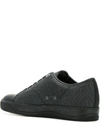 dunkelgraue Leder niedrige Sneakers von Lanvin