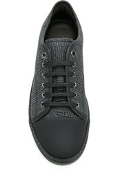 dunkelgraue Leder niedrige Sneakers von Lanvin