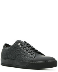 dunkelgraue Leder niedrige Sneakers von Lanvin