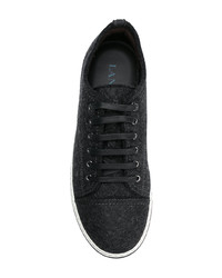 dunkelgraue Leder niedrige Sneakers von Lanvin