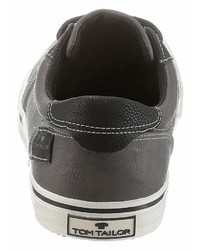 dunkelgraue Leder niedrige Sneakers von Tom Tailor