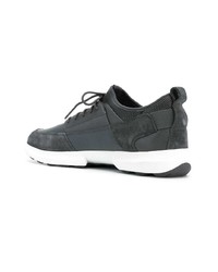 dunkelgraue Leder niedrige Sneakers von Geox