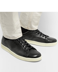 dunkelgraue Leder niedrige Sneakers von Tom Ford