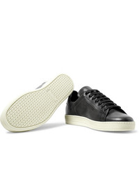 dunkelgraue Leder niedrige Sneakers von Tom Ford