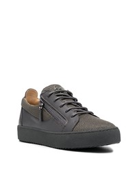 dunkelgraue Leder niedrige Sneakers von Giuseppe Zanotti