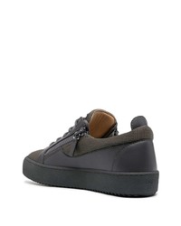 dunkelgraue Leder niedrige Sneakers von Giuseppe Zanotti