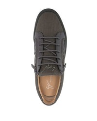 dunkelgraue Leder niedrige Sneakers von Giuseppe Zanotti