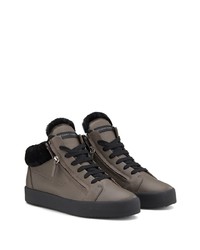 dunkelgraue Leder niedrige Sneakers von Giuseppe Zanotti