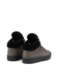 dunkelgraue Leder niedrige Sneakers von Giuseppe Zanotti