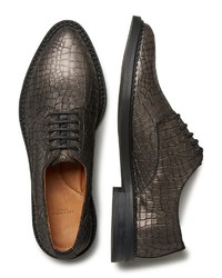 dunkelgraue Leder Oxford Schuhe von Selected Femme