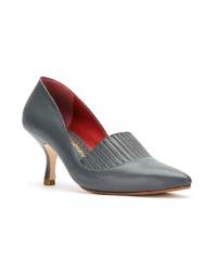 dunkelgraue Leder Pumps von Sarah Chofakian