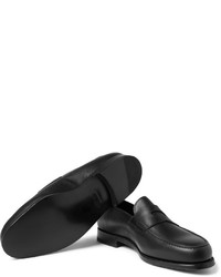 dunkelgraue Leder Slipper von John Lobb