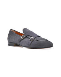 dunkelgraue Leder Slipper von Santoni