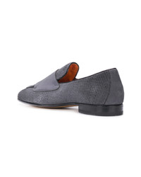 dunkelgraue Leder Slipper von Santoni