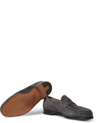 dunkelgraue Leder Slipper von John Lobb