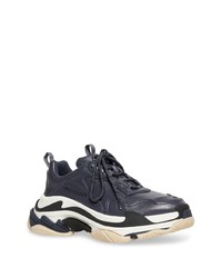 dunkelgraue Leder Sportschuhe von Balenciaga