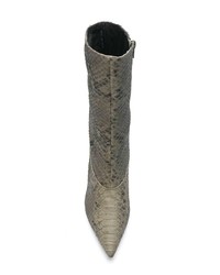 dunkelgraue Leder Stiefeletten mit Schlangenmuster von Yeezy