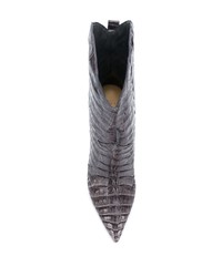 dunkelgraue Leder Stiefeletten mit Schlangenmuster von Alexandre Birman