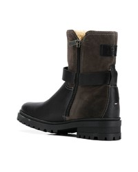 dunkelgraue Leder Stiefeletten von Tommy Jeans