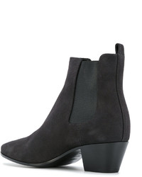 dunkelgraue Leder Stiefeletten von Saint Laurent