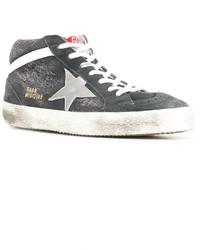 dunkelgraue Leder Turnschuhe mit Sternenmuster von Golden Goose