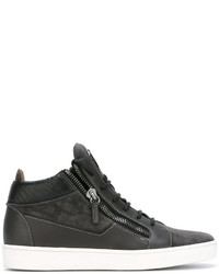 dunkelgraue Leder Turnschuhe von Giuseppe Zanotti Design