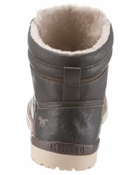 dunkelgraue Lederarbeitsstiefel von Mustang Shoes