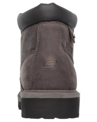 dunkelgraue Lederarbeitsstiefel von Skechers